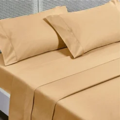 Juego De Sabanas 144 Hilos Colores Sólidos Beige 1,5 Plaza Antonnia