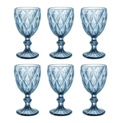 Vidrio Beber Copa Copas Vino Diamonds Blue 340cc